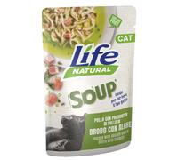 Life Cat Natural Soup Bustine in brodo Grain Free 60 gr Pollo e prosciutto di pollo con alghe - confezione da 30 pezzi - Cibo umido per gatti - 1° ORDINE? scegli lo sconto BZR5 / BZR20 + 200 punti fed