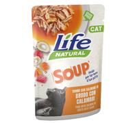 Life Cat Natural Soup Bustine in brodo Grain Free 60 gr Tonno e salmone con calamari - confezione da 30 pezzi - Cibo umido per gatti - 1° ORDINE? scegli lo sconto BZR5 / BZR20 + 200 punti fedeltà