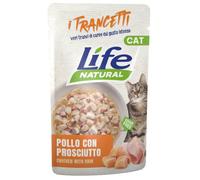 Life Cat Natural Trancetti Bustine Grain Free 55 gr Pollo con prosciutto - confezione da 30 pezzi - Cibo umido per gatti - 1° ORDINE? scegli lo sconto BZR5 / BZR20 + 200 punti fedeltà