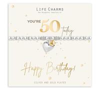 Life Charms Braccialetto Happy 50th Birthday, 9 centimeters, Argento