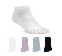LIFE ESSENTIALS 4 paia di calzini sportivi Barefoot da donna, calze a cinque dita da donna, calze a punta, calze in cotone, morbide e traspiranti (35-40), multicolore, Taglia unica