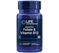 Life Extension, Bioactive Folate & Vitamin B12, Altamente Dosato, 90 Capsule vegane, Testate in Laboratorio, Vegetariane, Senza Glutine, Senza Soia, Non OGM