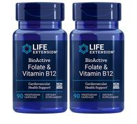 Life Extension BioAttivo Folato 400MCG E Vitamina B12 300MCG 2X90 Capsule