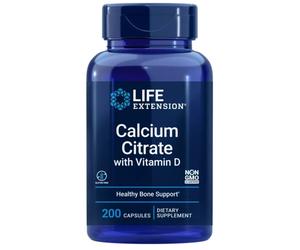 Life Extension Calcium Citrate Citrato di calcio + Vitamina D, 200 capsule