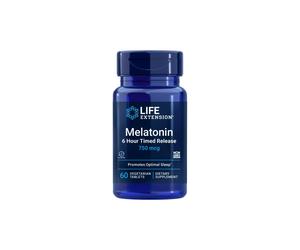 Life Extension Melatonin 6 Hour Timed Release, melatonina a rilascio prolungato, 60 compresse vegetali