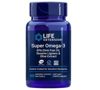 Life Extension Super Omega-3 EPA/DHA Olio di pesce, lignani di sesamo ed estratto di oliva, 60 capsule enteriche