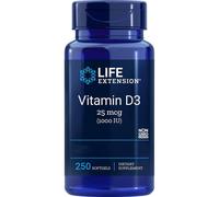 Life Extension, Vitamina D3, 25mcg 1000 UI, 250 capsule molli - spedizione lampo