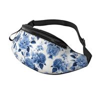 Life Flowers, marsupio per uomo e donna, alla moda, regolabile, per viaggi, sport, passeggiate, Fiore Blu Floreale Modello Rose, Taglia unica