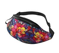 Life Flowers, marsupio per uomo e donna, alla moda, regolabile, per viaggi, sport, passeggiate, Vetro colorato fiore, Taglia unica