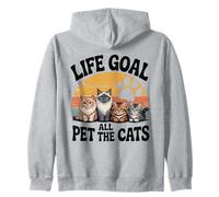 Life Goal Pet All The Cats Cute Funny Cat Lovers Retro Felpa con Cappuccio