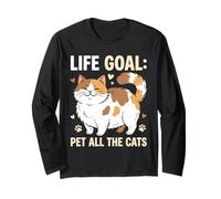 Life Goal Pet all The Cats - Simpatico e soffice Design per Amanti dei Gatti Maglia a Manica