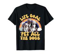 Life Goal Pet all The Dogs Funny Retro Design Maglietta