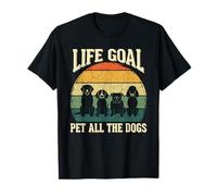 Life Goal Pet all The Dogs Retro Sunset Dog Lover Vintage Maglietta