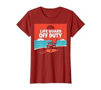Life Guard off Duty Beach Scena Estate Vacanza Maglietta, Donna, Mirtillo Rosso, S