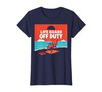 Life Guard off Duty Beach Scena Estate Vacanza Maglietta, Donna, Navy, L