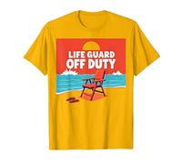 Life Guard off Duty Beach Scena Estate Vacanza Maglietta, Uomo, Oro Brillante, M