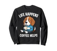 Life Happens Coffee helps stanco amante dei cani bevitore citazione scherzo Felpa