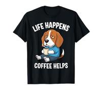 Life Happens Coffee helps stanco amante dei cani bevitore citazione scherzo Maglietta