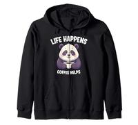 Life Happens Coffee helps stanco Panda Lover Citazione Dire Divertente Felpa con Cappuccio