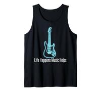 Life Happens Music Helps Electric Guitar Outline Canotta