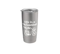 Life is a Beautiful Ride - Cestino floreale per bicicletta, stile vintage Bicchiere termico in acciaio inox doppia parete