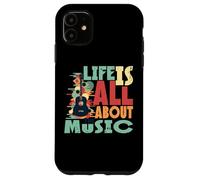 Life Is All About The Music Design Retro Guitar Custodia per iPhone 11