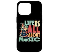 Life Is All About The Music Design Retro Guitar Custodia per iPhone 16 Pro