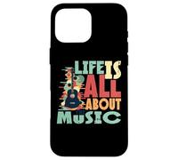 Life Is All About The Music Design Retro Guitar Custodia per iPhone 16 Pro Max