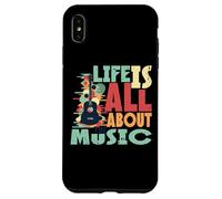 Life Is All About The Music Design Retro Guitar Custodia per iPhone XS Max
