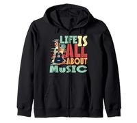 Life Is all About The Music Design Retro Guitar Felpa con Cappuccio