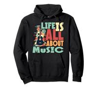 Life Is all About The Music Design Retro Guitar Felpa con Cappuccio