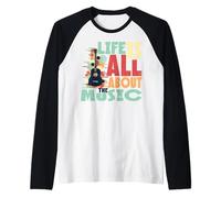 Life Is all About The Music Design Retro Guitar Maglia con Maniche Raglan