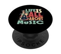 Life Is All About The Music Design Retro Guitar PopSockets PopGrip Adesivo