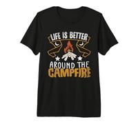Life Is Better Around The Camfire Camping Camper Hiking Maglietta Premium