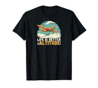 Life Is Better At Altitude Pilot Airplane Flying Design Maglietta