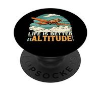 Life Is Better At Altitude Pilot Airplane Flying Design PopSockets PopGrip Adesivo