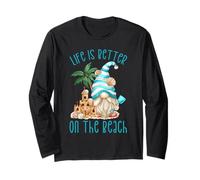 Life Is Better At The Beach for Summer Lover Funny GNOME Maglia a Manica