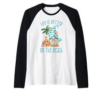 Life Is Better At The Beach for Summer Lover Funny GNOME Maglia con Maniche Raglan
