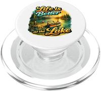 Life Is Better At The Lake Sunset Canoe Nature Vibes Graphic PopSockets PopGrip per MagSafe