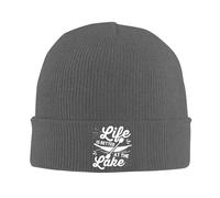 Life Is Better At The Lake Vacation Funny Beanie Hat Confortevole Berretto Sci Traspirante Inverno Cappelli per Corsa Uomini Snowboard