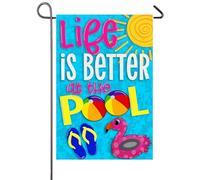 Life Is Better At The Pool Summer Holiday Swimming Pool Flag Robuste Bandiera Da Giardino Durevole Bandiera Per Feste Giardino Interno 30X45Cm
