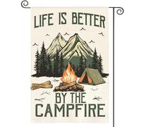 Life Is Better By The Campfire Camping Rv Campsite Flag Resistente Alle Intemperie Bandiere Durevole Bandiere Verticale Per Feste Casa Portico 30X45Cm