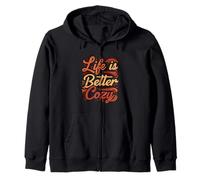 Life is Better Cozy Comfort Text Design Felpa con Cappuccio