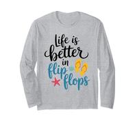 Life is Better in Infradito Summer Beach Design Maglia a Manica