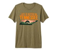 Life Is Better in Tennessee, Scenic TN State Outline Sunset Maglietta Premium