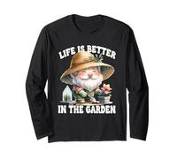 Life Is Better In The Garden Gnome Graphic With Funny Saying Maglia a Manica