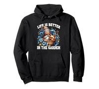 Life Is Better In The Garden Gnome With Yorkshire Terrier Felpa con Cappuccio