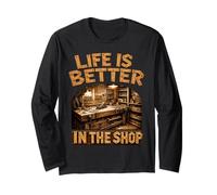 Life Is Better in The Shop Woodworking Workshop Woodworker Maglia a Manica