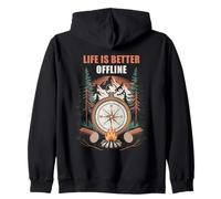 Life is Better Offline - Camping & Hiking Outdoors Nature Felpa con Cappuccio