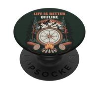 Life is Better Offline - Camping & Hiking Outdoors Nature PopSockets PopGrip Adesivo